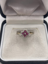 Load image into Gallery viewer, 9ct gold ruby and cz ring

