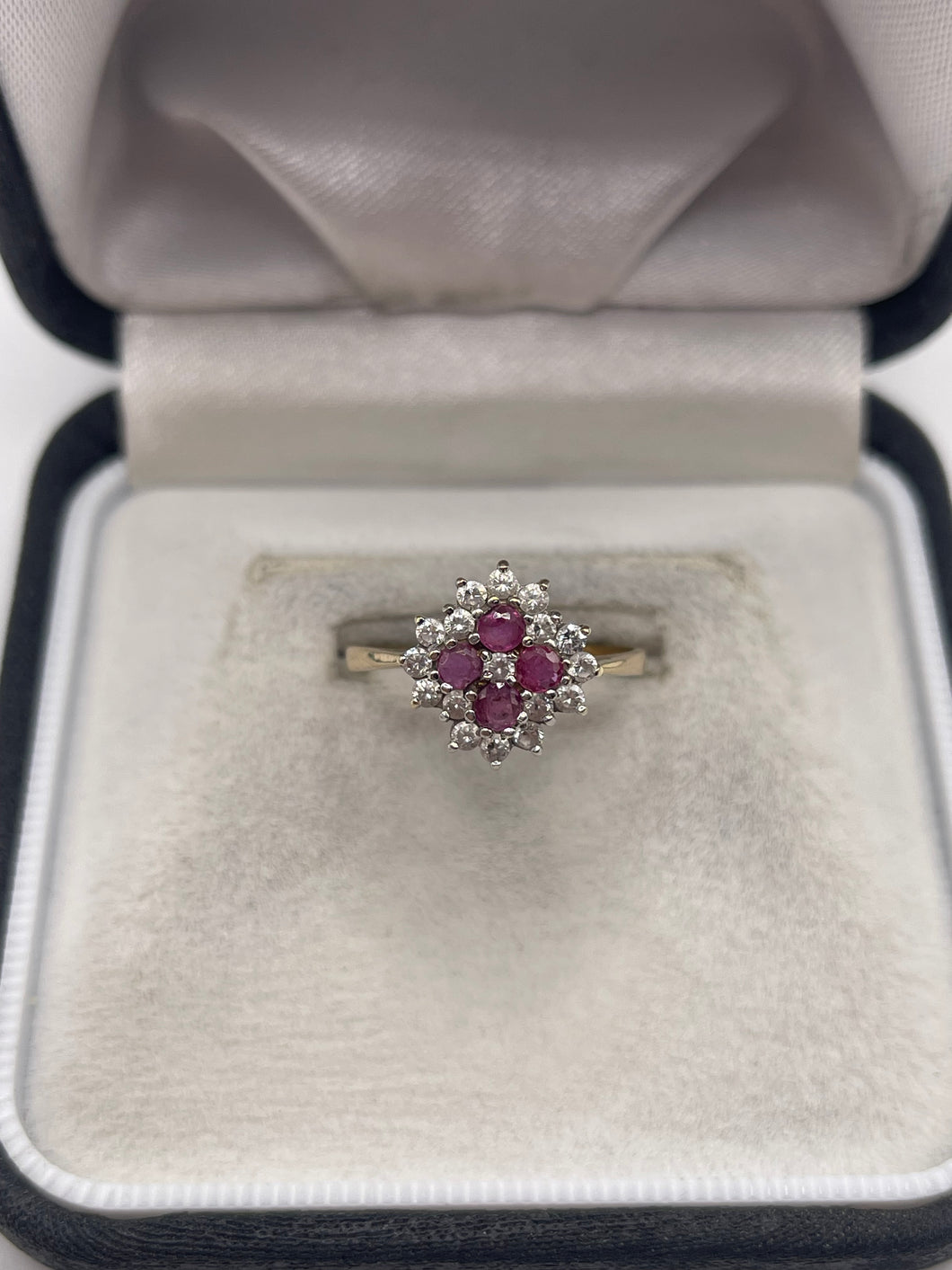 9ct gold ruby and cz ring