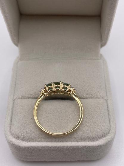 9ct gold green kyanite and zircon ring