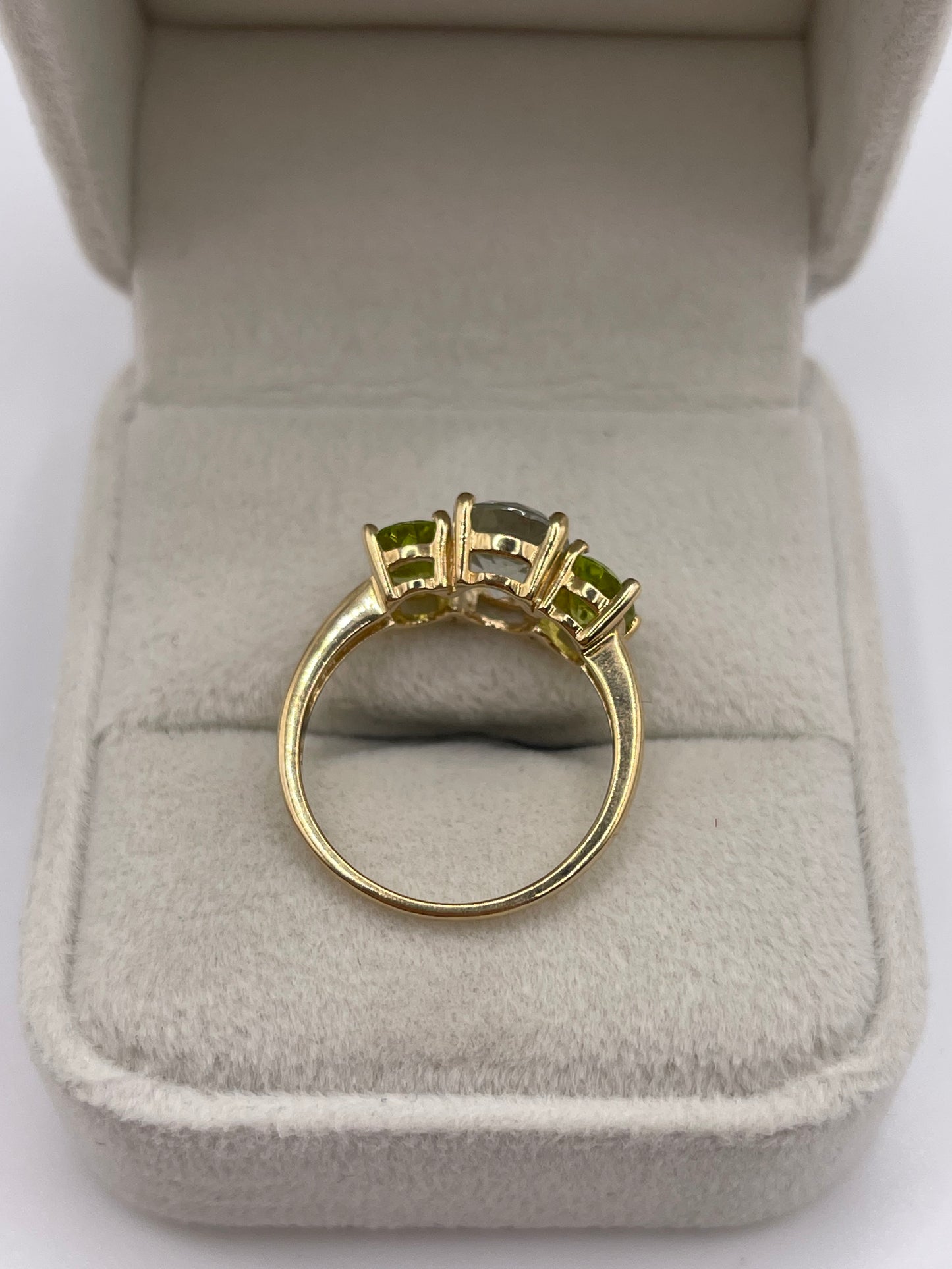 9ct gold green amethyst and peridot ring