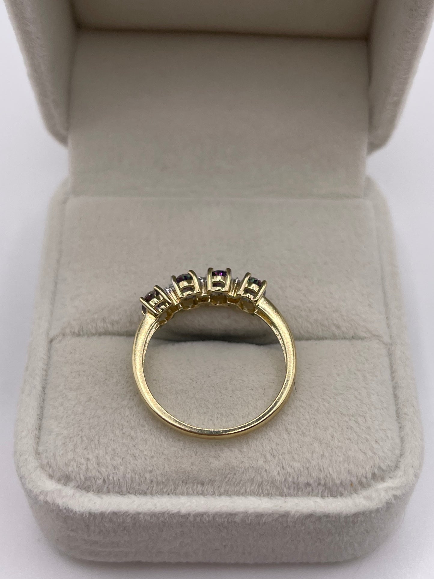 9ct gold mystic topaz and diamond ring