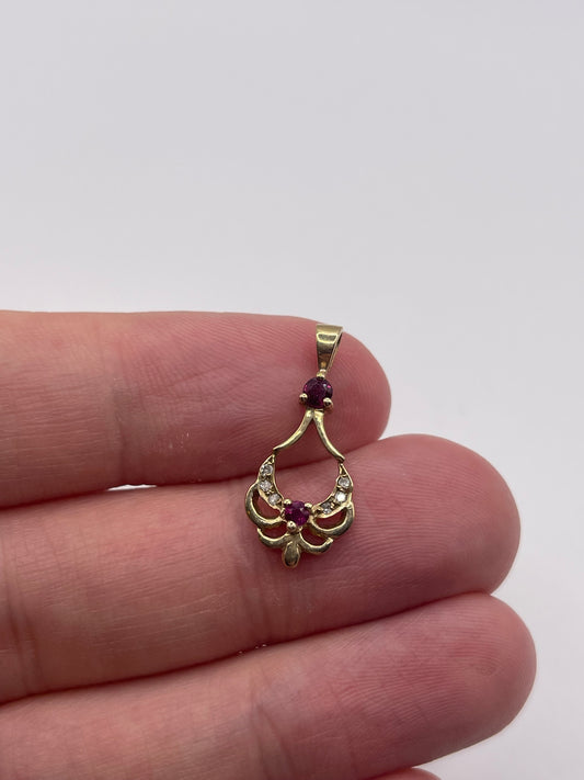 9ct gold ruby and diamond pendant