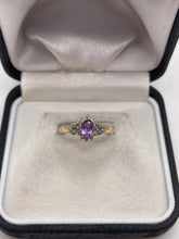 Load image into Gallery viewer, 9ct gold amethyst and diamond ring
