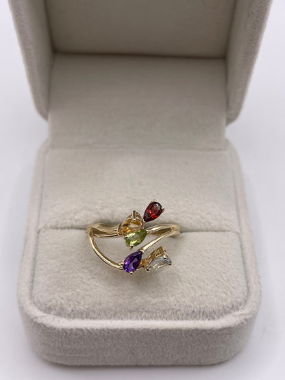 9ct gold multi gemstone ring