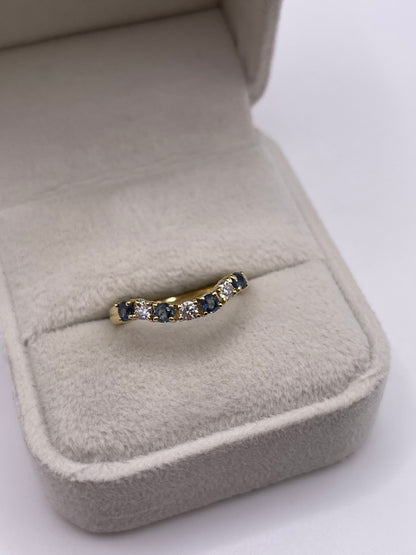 18ct gold sapphire and diamond wishbone ring