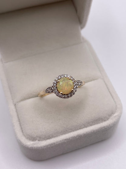 9ct gold opal and zircon ring