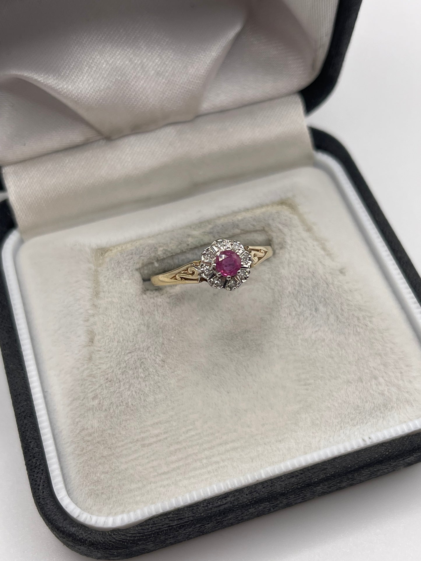9ct gold ruby and diamond ring