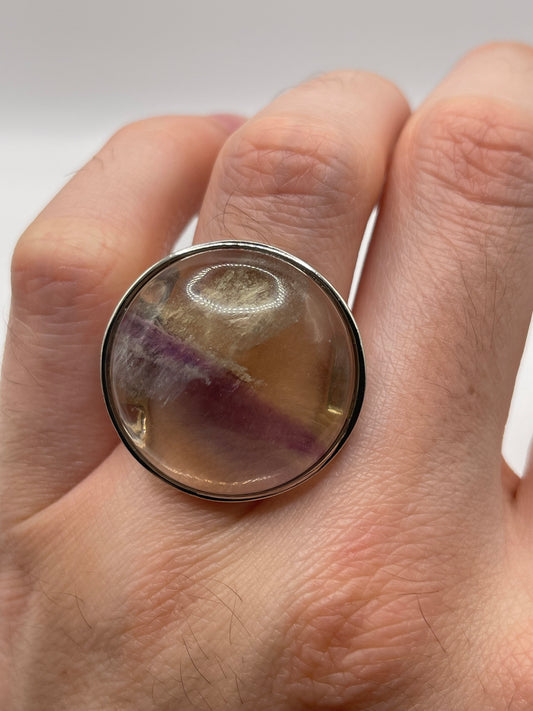Silver fluorite ring