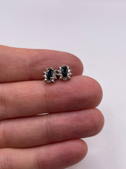 9ct gold sapphire and diamond earrings