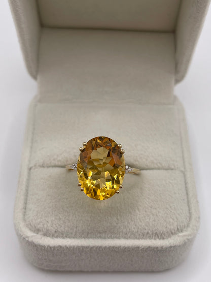 9ct gold citrine and diamond ring