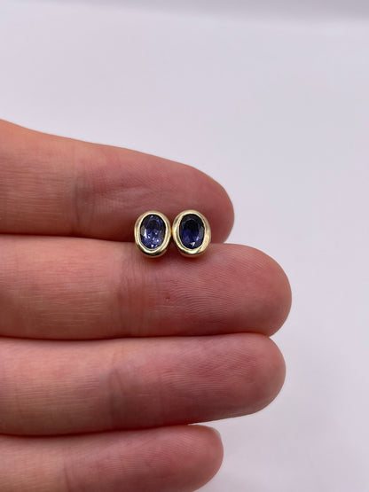 9ct gold iolite earrings