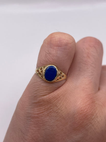9ct gold lapis lazuli signet ring