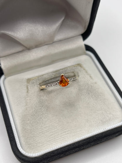 9ct gold orange sapphire and zircon ring