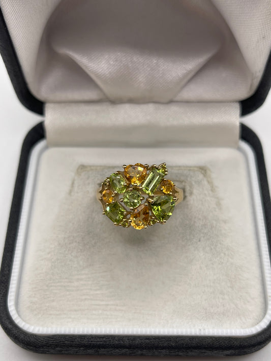 9ct gold citrine and peridot ring