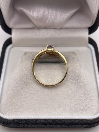 9ct gold amethyst and diamond ring