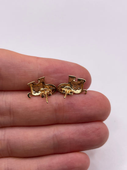 9ct gold diamond elephant earrings