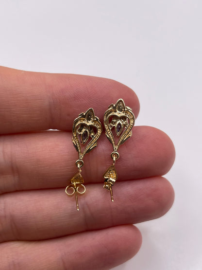 9ct gold sapphire and diamond earrings