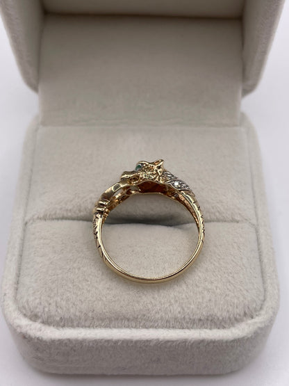 9ct gold emerald and diamond panther ring