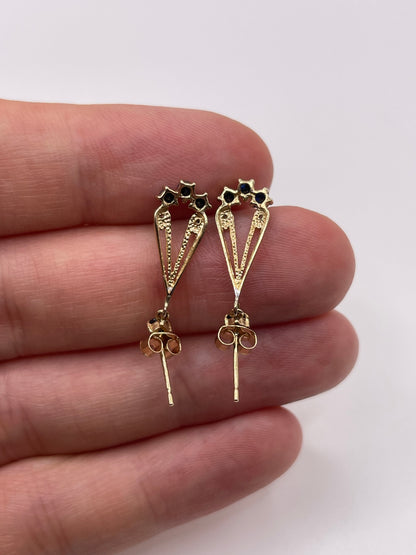 9ct gold sapphire and diamond earrings
