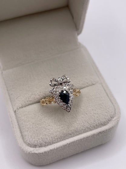 9ct gold sapphire and diamond heart ring