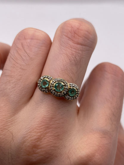 9ct gold emerald and diamond ring
