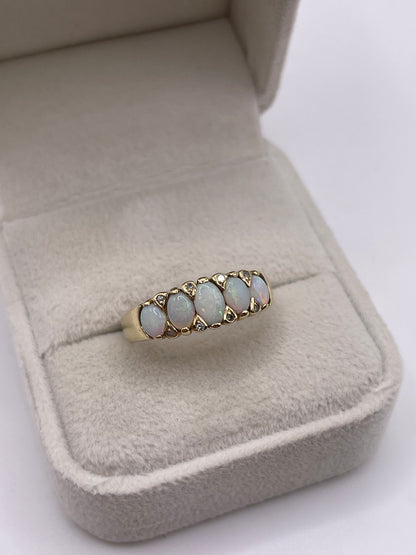 9ct gold opal and diamond ring