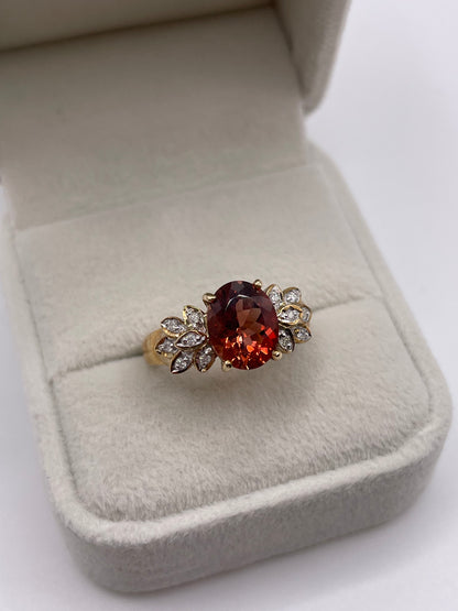 9ct gold citrine and diamond ring