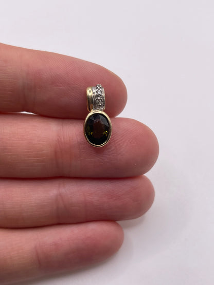 9ct gold tourmaline and zircon pendant