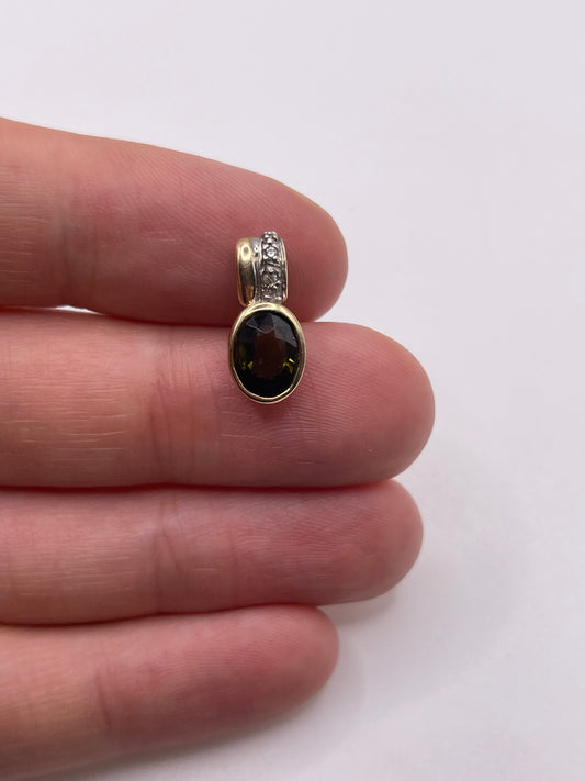 9ct gold tourmaline and zircon pendant