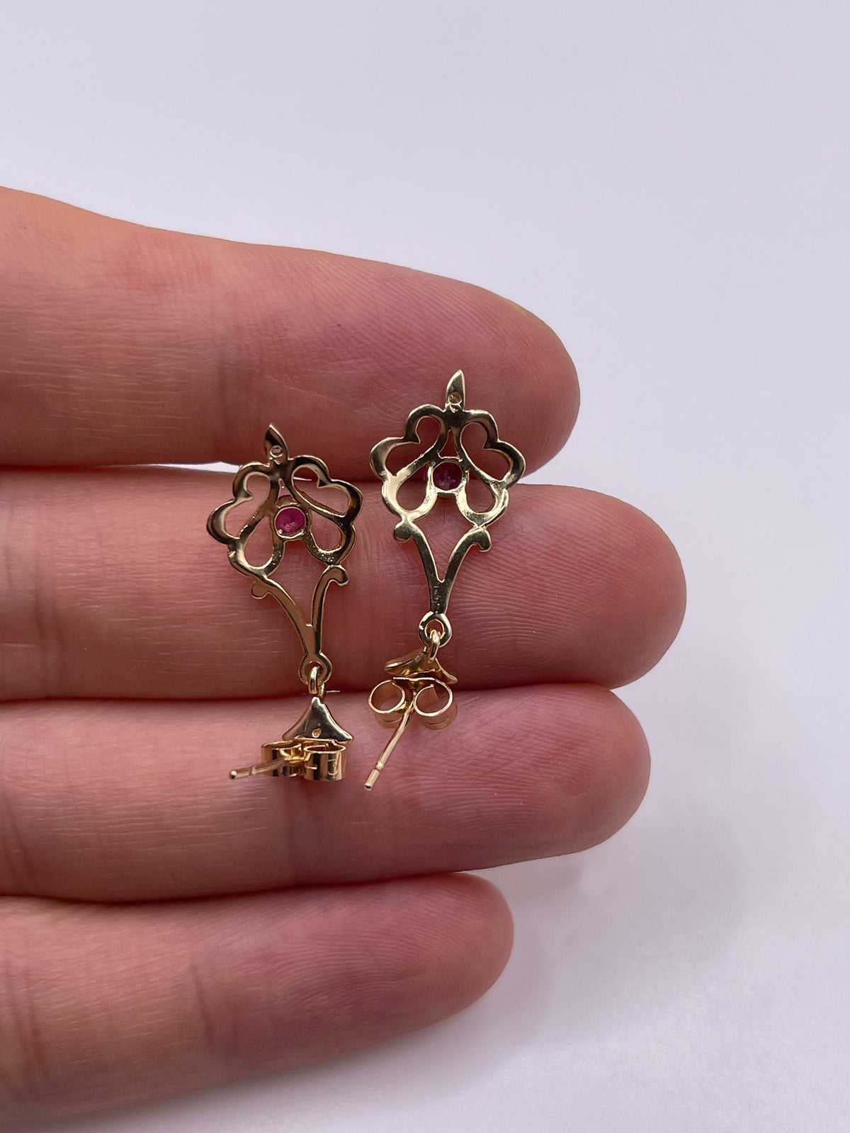 9ct gold ruby and diamond earrings