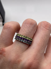 Load image into Gallery viewer, Silver amethyst, topaz and peridot ring
