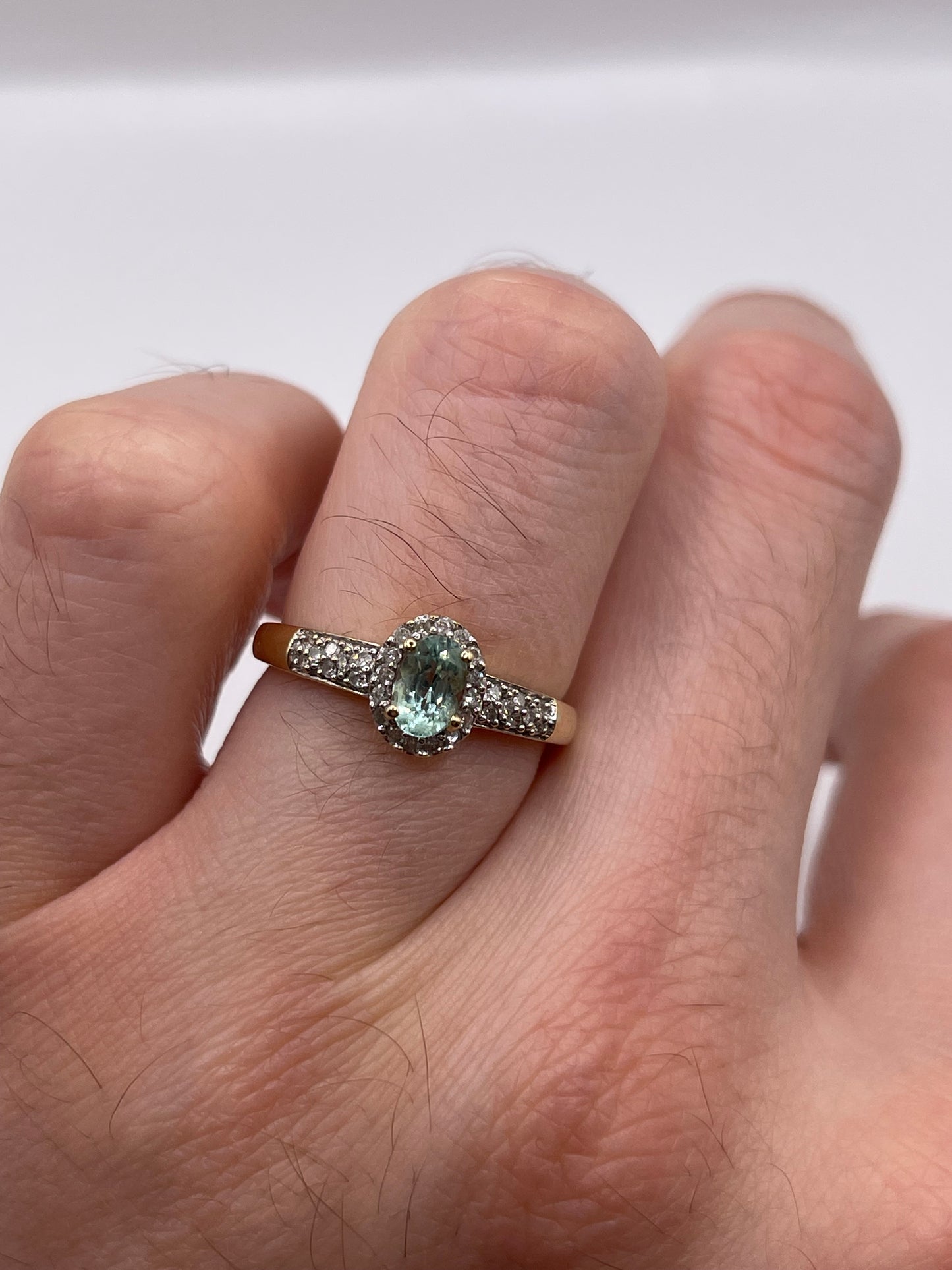 9ct gold tourmaline and diamond ring