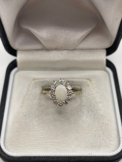9ct gold opal and cz ring