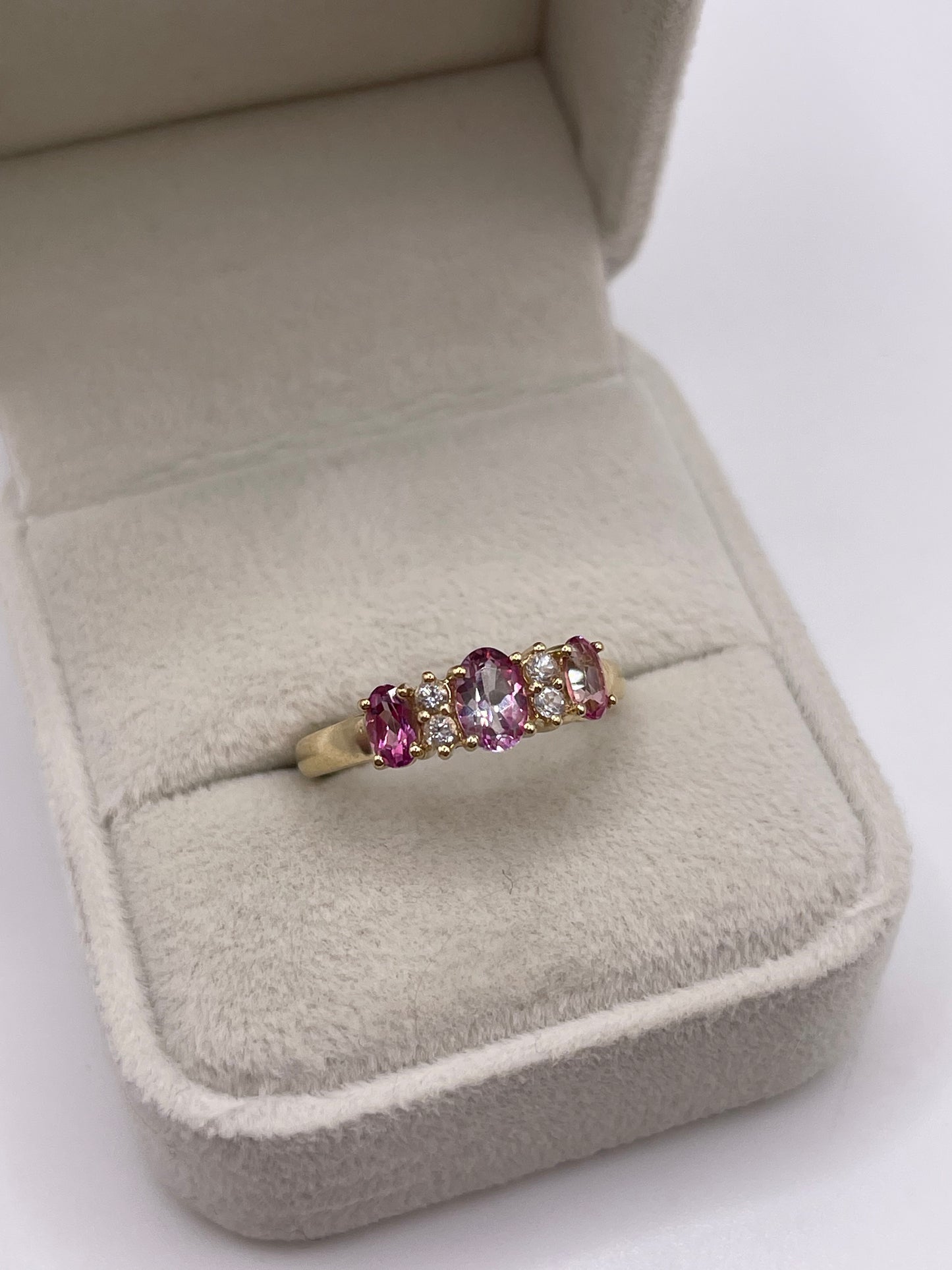 9ct gold pink topaz cluster ring