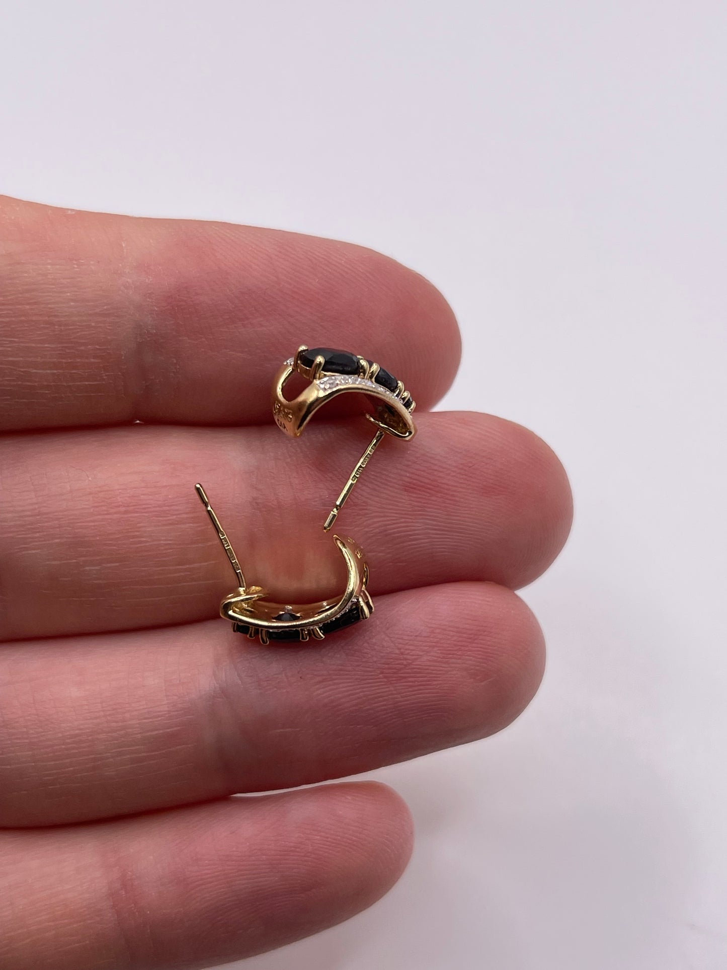 9ct gold sapphire and diamond earrings