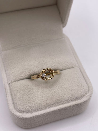 9ct gold diamond knot ring