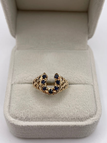 9ct gold sapphire horseshoe ring