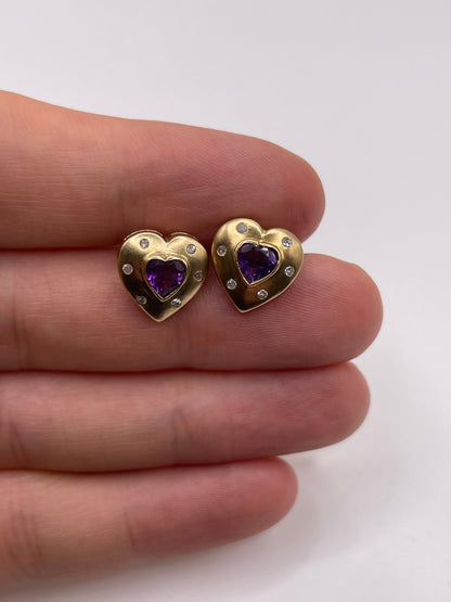 9ct gold amethyst and diamond earrings