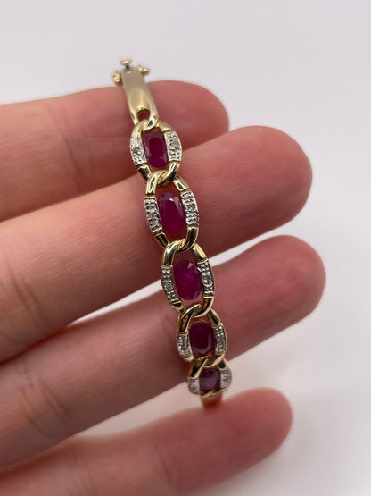 9ct gold ruby and diamond bangle