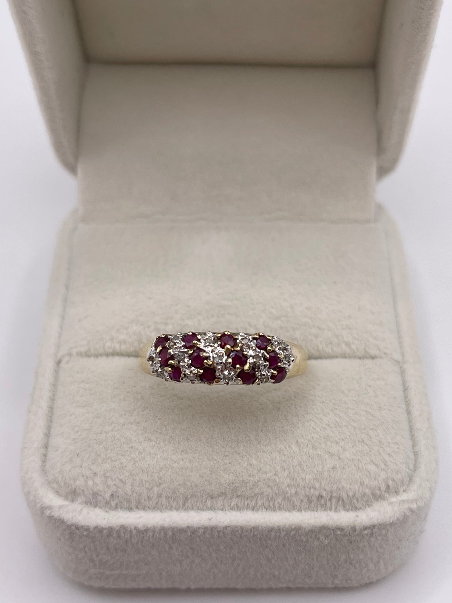 9ct gold ruby and diamond ring