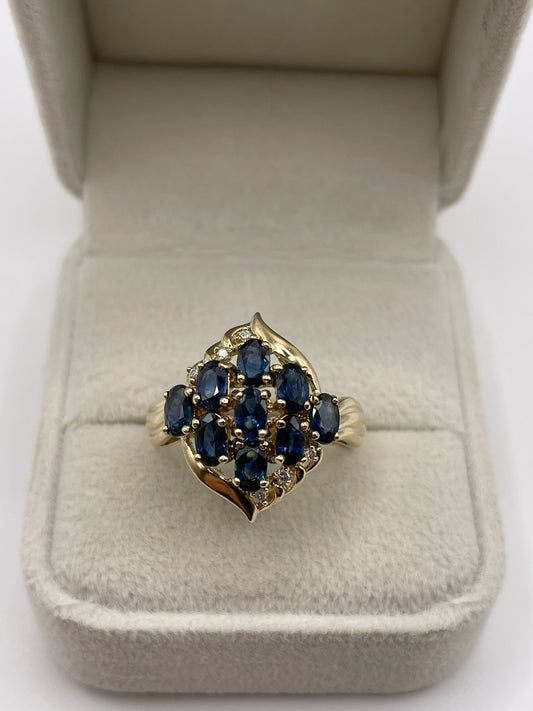 9ct gold sapphire and diamond ring