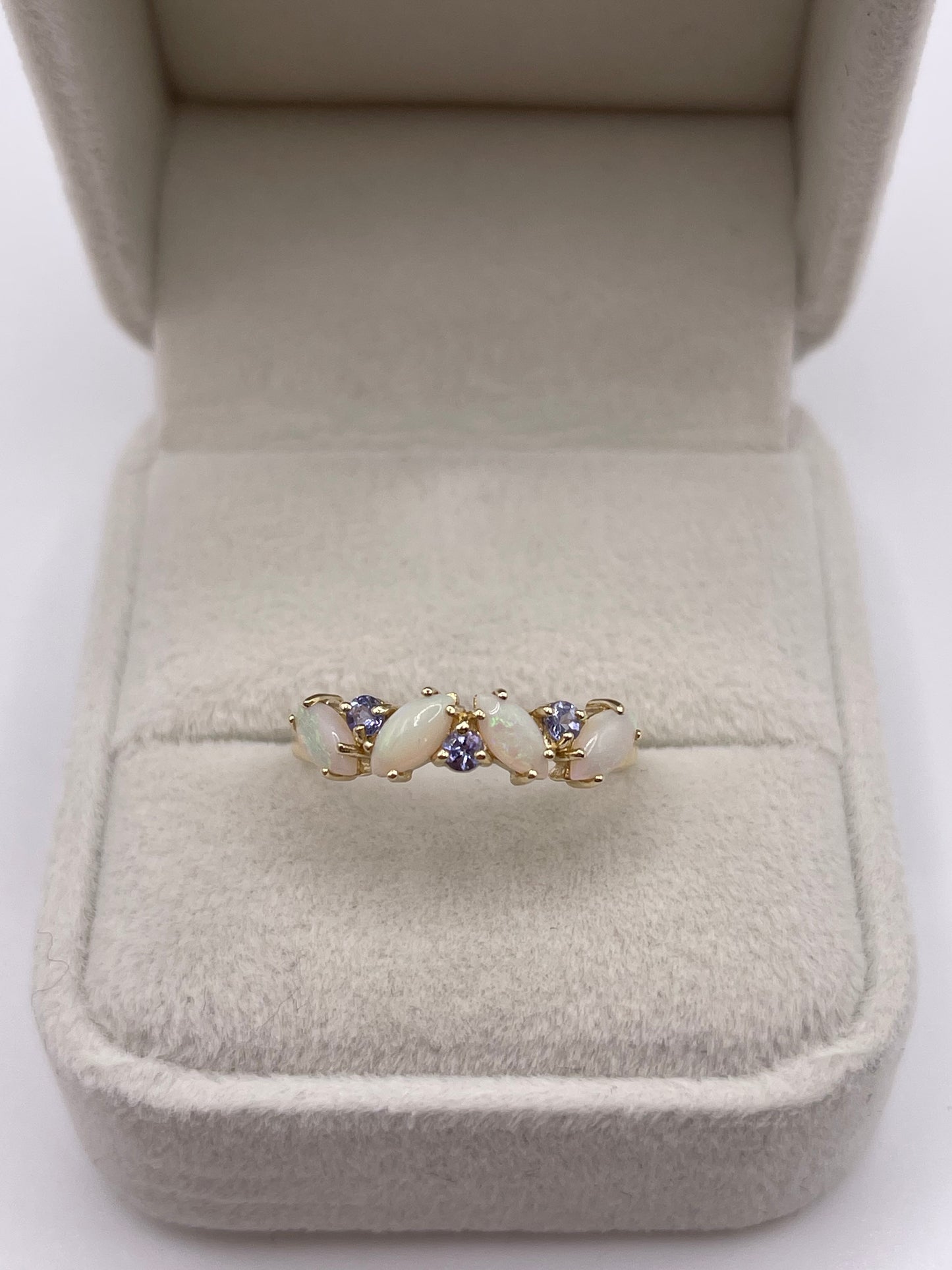 9ct gold opal and tanzanite ring