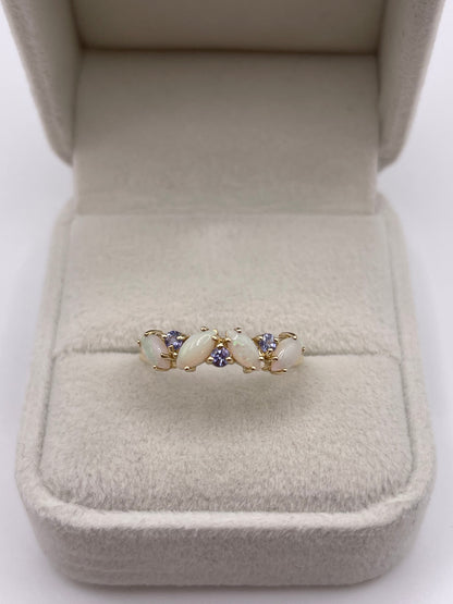 9ct gold opal and tanzanite ring