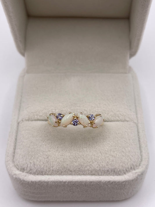 9ct gold opal and tanzanite ring