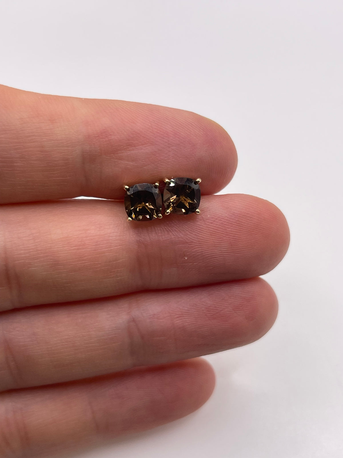9ct gold Smokey quartz earrings