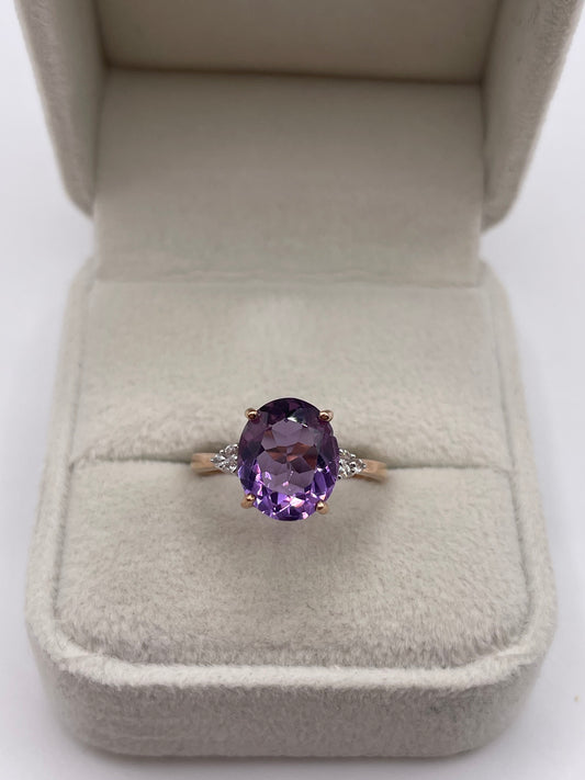 9ct rose gold amethyst and zircon ring