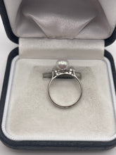 Load image into Gallery viewer, 18ct white gold pearl and diamond ring

