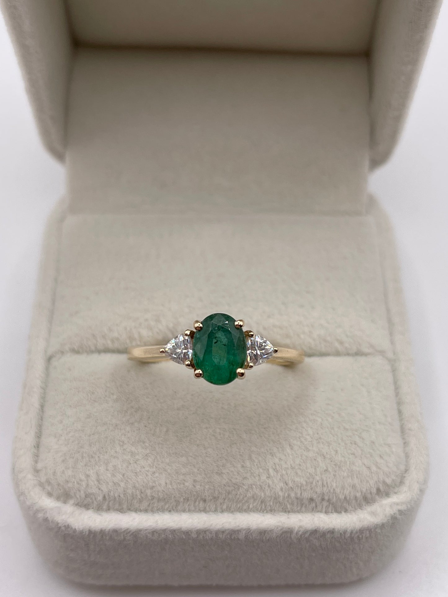 9ct gold emerald and zircon ring