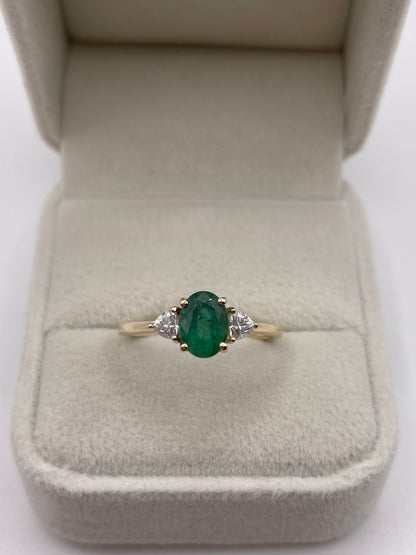 9ct gold emerald and zircon ring