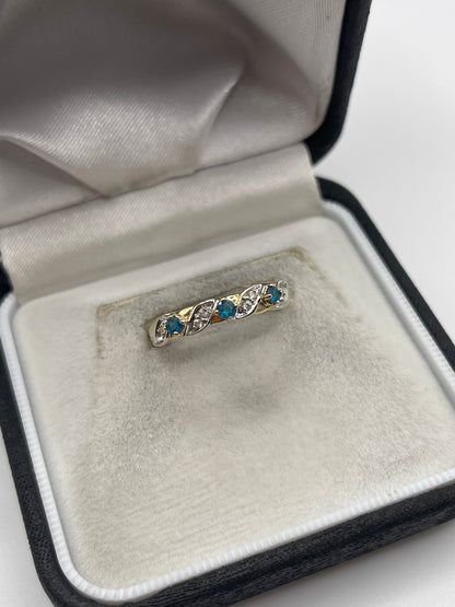 9ct gold blue apatite and zircon ring